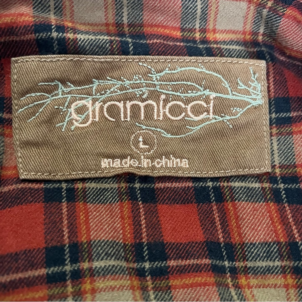 Rustic Fall Brown Cozy Warm Corduroy Utility Jacket Plaid Sleeves Western Barn - Picture 4 of 9